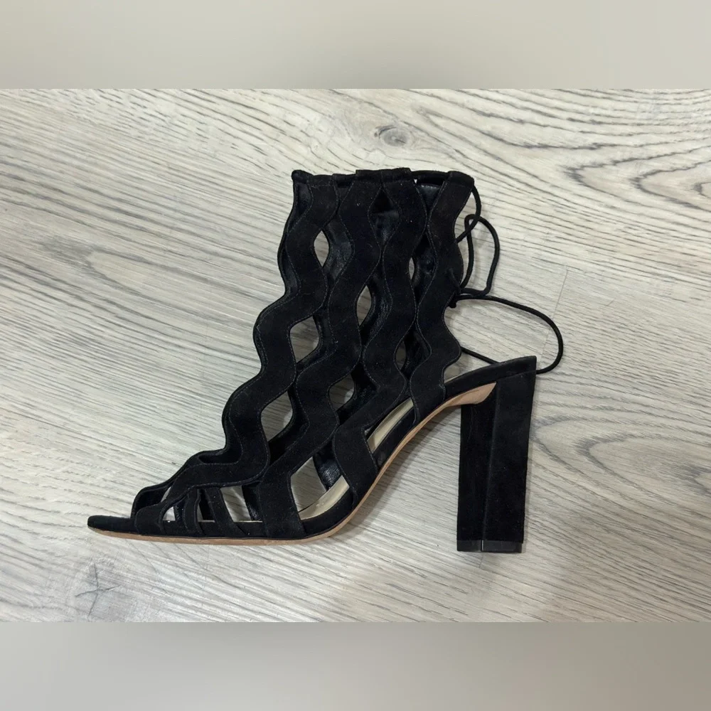 Alexandre Birman Loretta Black Suede Cutout Block Heels Size 41 /11 US $995 EUC - Picture 10 of 15